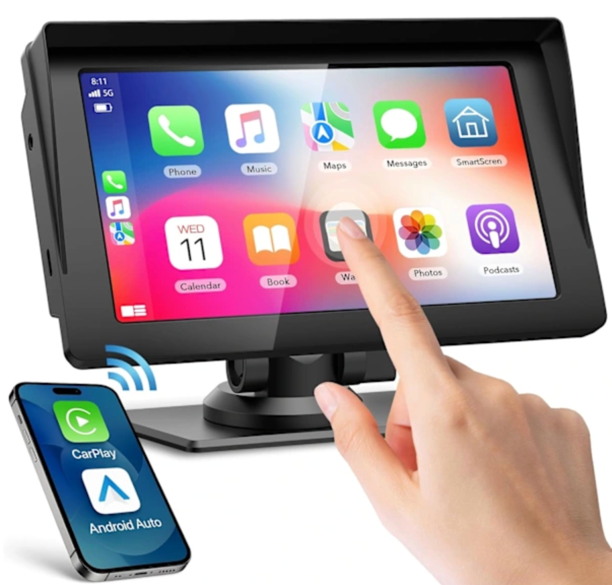 7-tums pekskärm med Trådlös Carplay - Uppgradera din körupplevelse på 10 sekunder 🚗