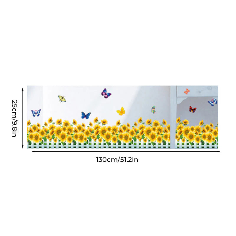 Wondever Väggdekaler – Natur 3D Blommor och Grönt Gräs Väggdekoration