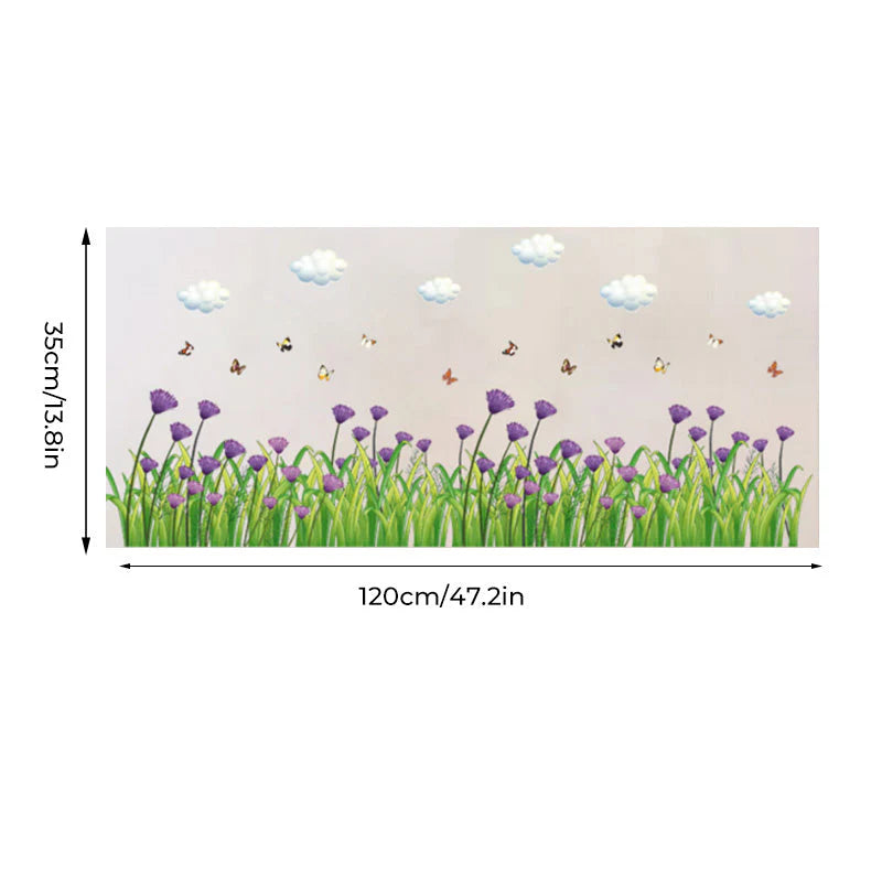 Wondever Väggdekaler – Natur 3D Blommor och Grönt Gräs Väggdekoration
