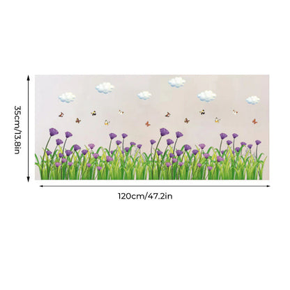 Wondever Väggdekaler – Natur 3D Blommor och Grönt Gräs Väggdekoration