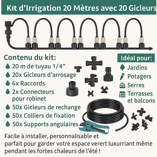 Dispositif d'Irrigation : Kit avec Tuyau et Vannes
