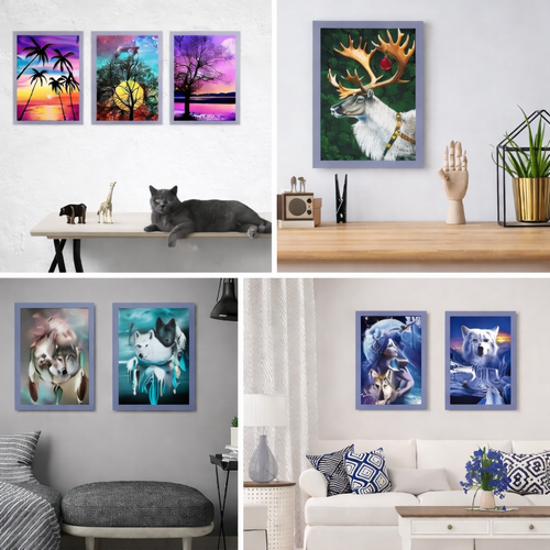 Set med 5 magnetiska fotoramar som passar i alla hem