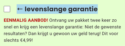levenslange garantie