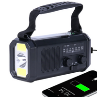 Nødradio - innebygd powerbank på 10 000 mAh, lampe og sveivgenerator