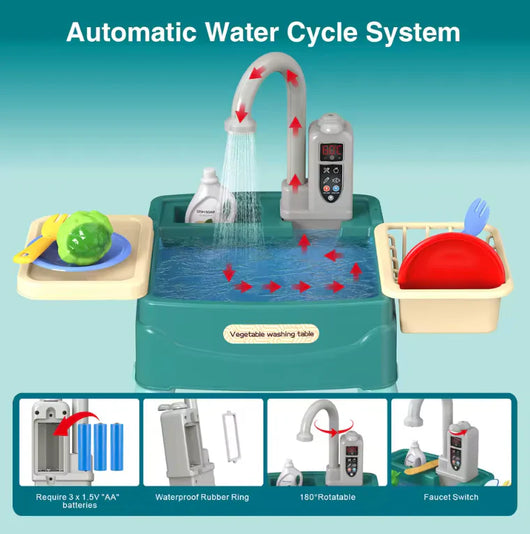 Play kitchen with a magical faucet — Boosts motor skills, creativity, and social abilities!