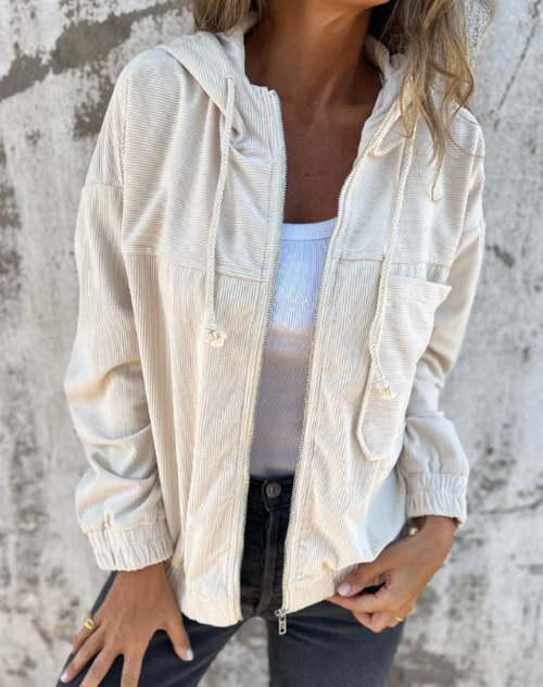 Ella™ | Corduroy capuchonjack met rits