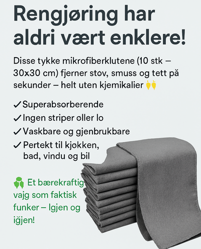 Tjocka Magiske Rengjøringsklut – Effektiv rengjøring uten kjemikalier 30 × 30 cm / 10 stk