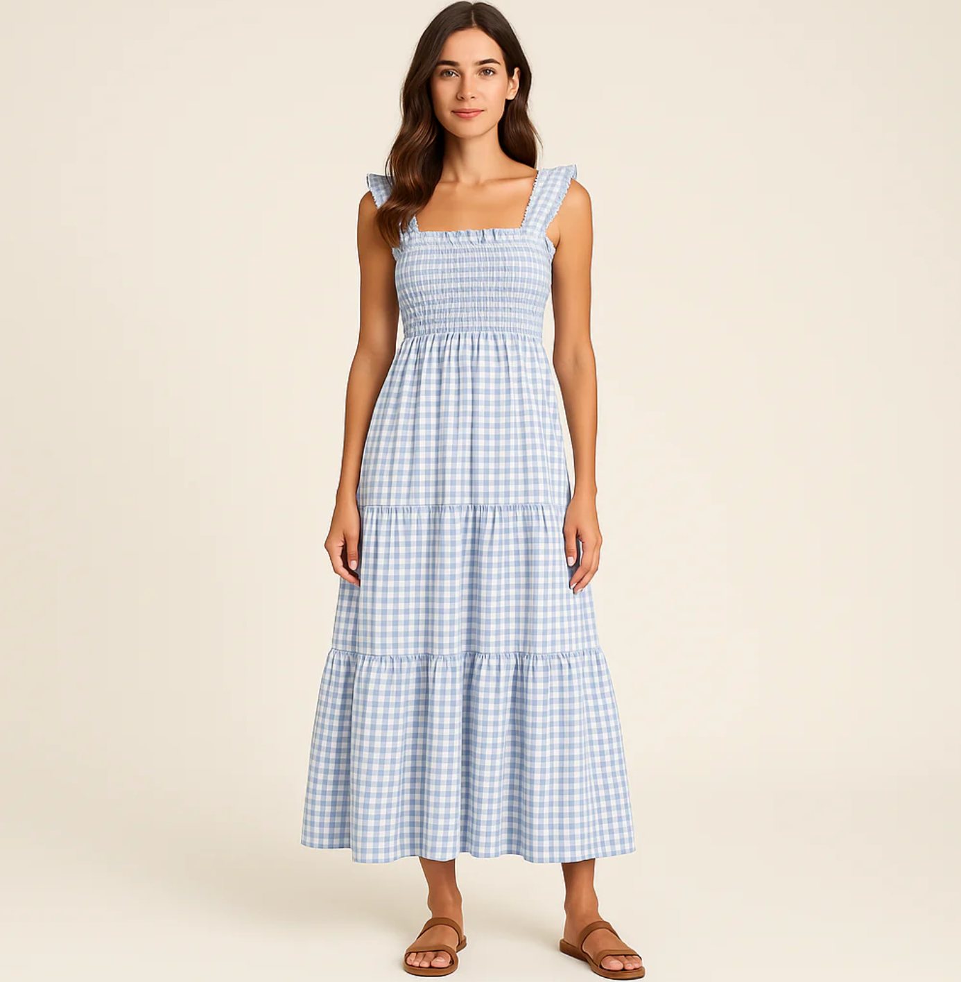 🌸 Blossum Gingham Maxi – Sommeren føles bedre i denne kjolen
