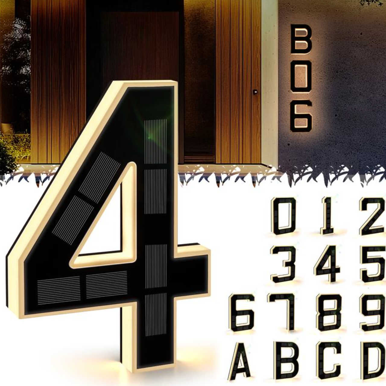 Solbelysta Husnummer - LED-skylt för modern & stilren exteriör
