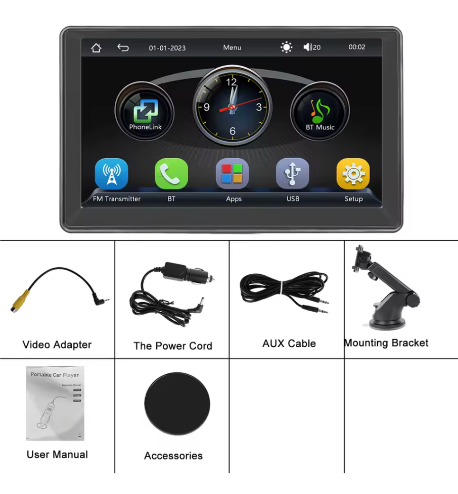 7-tums pekskärm med Trådlös Carplay - Uppgradera din körupplevelse på 10 sekunder 🚗