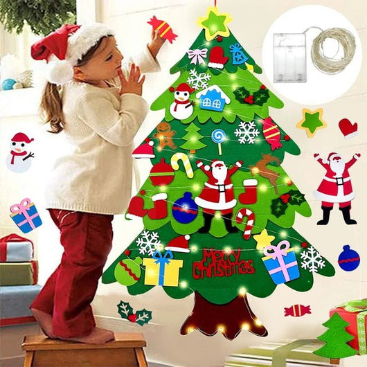ChristmasKiddieTree™ - DIY-juletre i filt med selvklebende dekorasjoner | 30% Rabatt